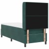 Boxrugós ágy matracmal leddel sötétzöld 80 x 200 cm bársony