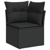 Kerti kanapé szett párnával tárolóval 6 pcs fekete poli rattan