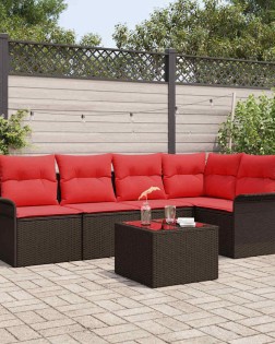 Kerti kanapé szett tárolóval 6 pcs barna polirattan