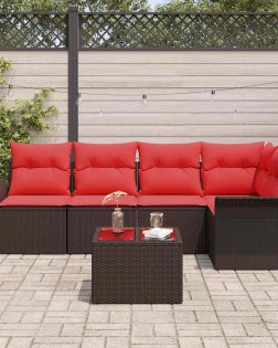 Kerti kanapé szett tárolóval 6 pcs barna polirattan