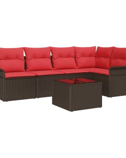 Kerti kanapé szett tárolóval 6 pcs barna polirattan
