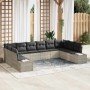 Kerti kanapé szett párnával 10 pcs világosszürke polyrattan