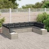 Kerti kanapé szett párnával 10 pcs világosszürke polyrattan
