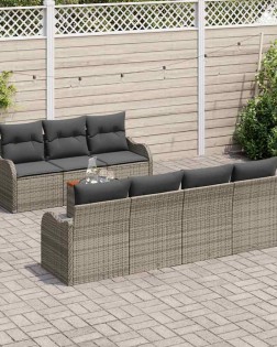 Kerti kanapé szett tárolóval 8 pcs szürke polirattan