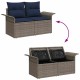Kerti kanapé szett párnával tárolóval 8 pcs szürke poly rattan