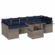 Kerti kanapé szett párnával tárolóval 8 pcs szürke poly rattan