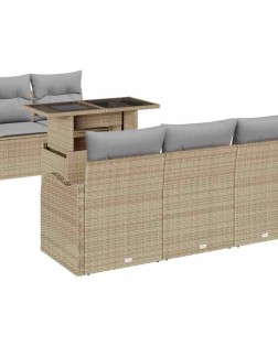 Kerti kanapé szett párnával párnával 6 pcs bézs poly rattan