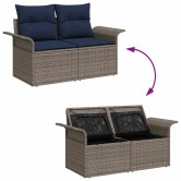 Kerti kanapé szett tárolóval 11 pcs szürke poli rattan
