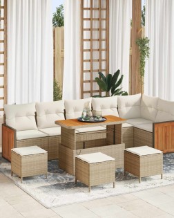Kerti kanapé szett párnával 10 pcs beige és krém