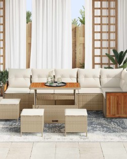 Kerti kanapé szett párnával 10 pcs beige és krém