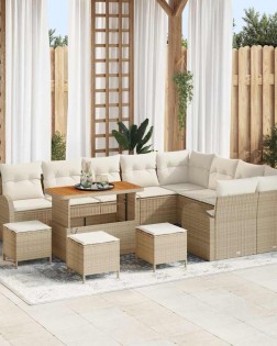 Kerti kanapé szett párnával tárolóval 13 pcs beige és krém