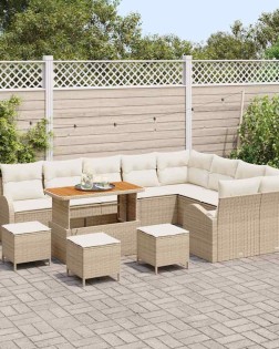 Kerti kanapé szett párnával tárolóval 13 pcs beige és krém
