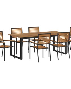 Kert étkező szett 7 pcs fekete tömör akácfa