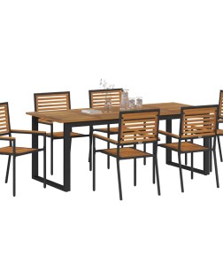 Kert étkező szett 7 pcs fekete tömör akácfa