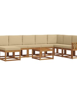 Kültéri kanapé szett párnával 9 pcs természetes és bézs