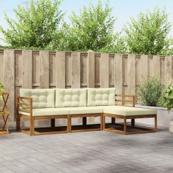 Kültéri kanapé szett párnával 4 pcs természetes és krémszínű