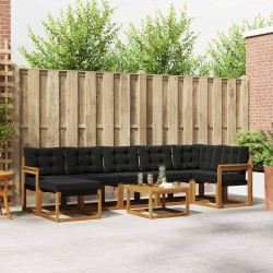 Kültéri kanapé szett párnával 8 pcs természetes és fekete