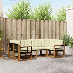 Kültéri kanapé szett párnával 6 pcs természetes és krémszínű