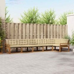 Kültéri kanapé szett párnával 6 pcs természetes és bézs