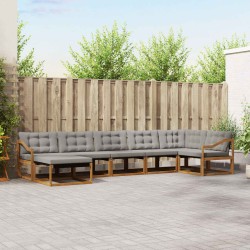 Kültéri kanapé szett 7 pcs természetes és világosszürke