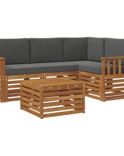 Kültéri kanapé szett párnával 5 pcs természetes és antracit