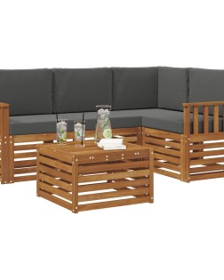Kültéri kanapé szett párnával 5 pcs természetes és antracit
