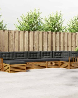 Kültéri kanapé szett párnával 7 pcs természetes és antracit