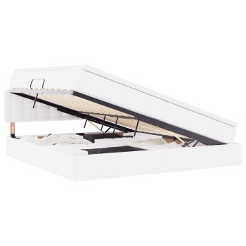 Ágy tárolóval és led lámpával világosszürke 200 x 200 cm műbőr
