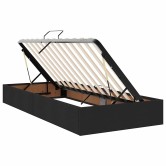 Led tárolós ágy matraccal fekete 90 x 200 cm szövet