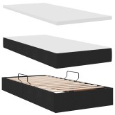 Led tárolós ágy matraccal fekete 90 x 200 cm szövet