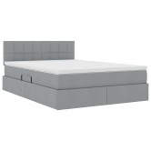 Led tárolós ágy matraccal világosszürke 140 x 190 cm szövet