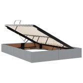 Led tárolós ágy matraccal világosszürke 140 x 190 cm szövet