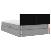 Led tárolós ágy matraccal világosszürke 140 x 190 cm szövet