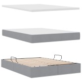Led tárolós ágy matraccal világosszürke 140 x 190 cm szövet