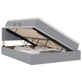 Led tárolós ágy matraccal világosszürke 140 x 190 cm szövet
