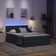 Ágy led -es lámpákkal sötétszürke 140 x 200 cm bársony