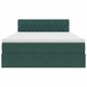 Ágy led -es lámpákkal tárolóval sötétzöld 140 x 190 cm bársony