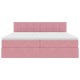 Ágy led -es lámpákkal tárolóval rózsaszín 180 x 200 cm bársony