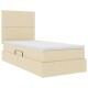 Ágy tárolóval és matraccal krém 100 x 200 cm poliészter