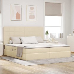 Ágy tárolóval és matraccal krém 200 x 200 cm poliészter