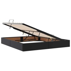 Ágy led -es lámpákkal fejtámlával fekete 180 x 200 cm pvc