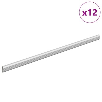 Szekrény rúd 12 pcs ezüst 472 x 15 x 29 mm alumínium ötvözet