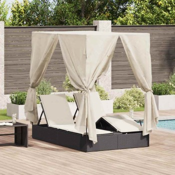 Dupla napozóágy meleg fehér 205 x 129 x 200 cm polirattan