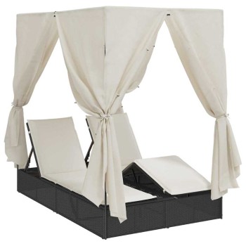 Dupla napozóágy meleg fehér 205 x 129 x 200 cm polirattan