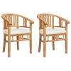 Szék párnával 2 pcs barna 63 x 58 x 89 cm tömör teakfa