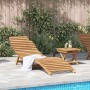 Napozó 2 pcs barna 198 x 55 x 58,5 cm tömör teakfa