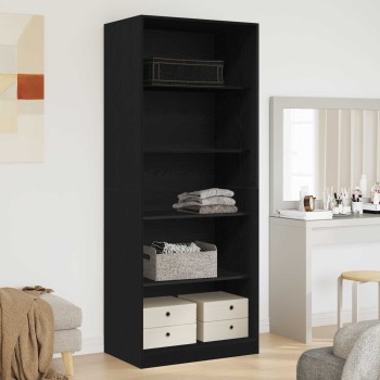 Ruhásszekrény polcokkal fekete tölgy 80 x 50 x 200 cm faanyag