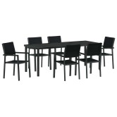 Kert étkező szett 7 pcs fekete porszórt acél