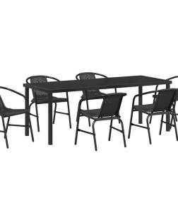 Kert étkező szett 7 pcs fekete porszórt acél