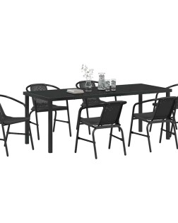 Kert étkező szett 7 pcs fekete porszórt acél